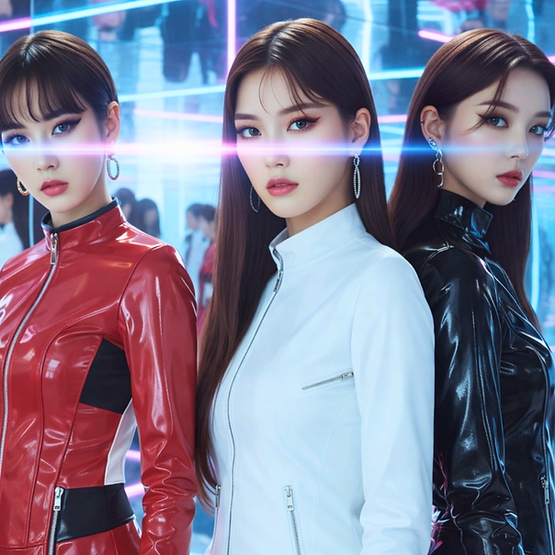 GIRL.CODE — Nari, Mika, Rae — No Mercy debut EP press image, 2025